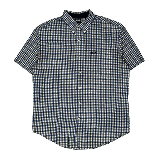 Chaps Ralph Lauren Checked Short Sleeve Shirt - Large Blue Cotton Blend
