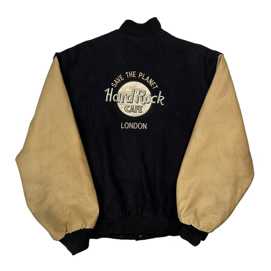 Vintage Hard Rock Cafe Varsity Jacket - Large Black Leather