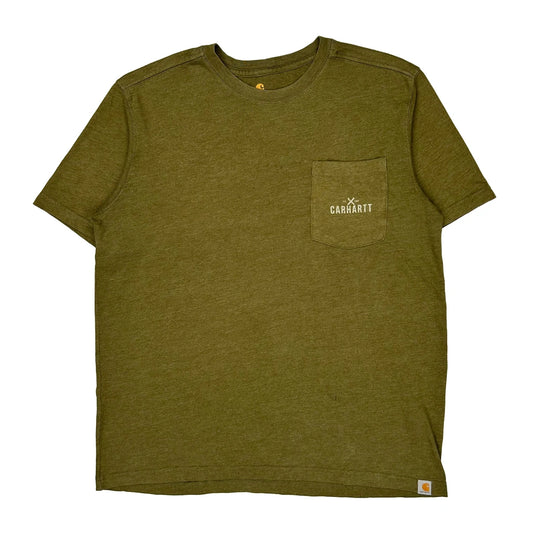 Carhartt T-Shirt - Large Khaki Cotton