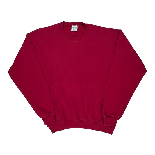 90S Blank Made In USA Cheetah Sweatshirt - Medium Red Cotton Blend