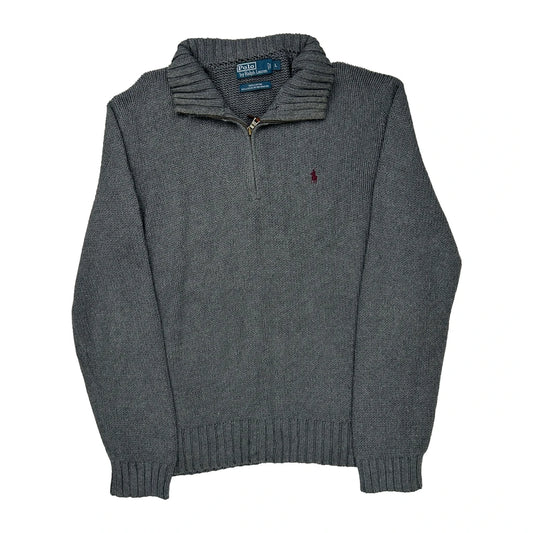 Polo By Ralph Lauren 1/4 Zip - Large Gray Cotton