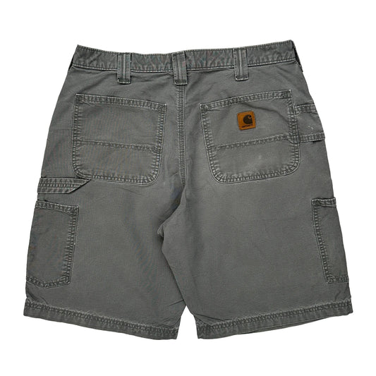 Carhartt Double Knee Carpenter Shorts - 34W 10L Grey Cotton