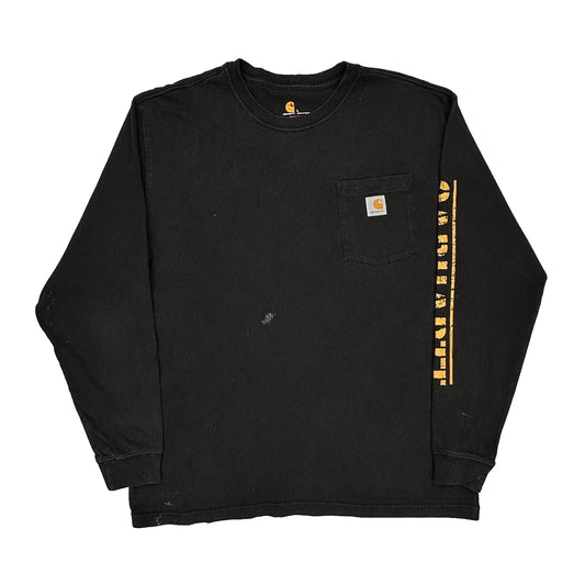 Carhartt Spellout Long Sleeve T-Shirt - Large Black Cotton