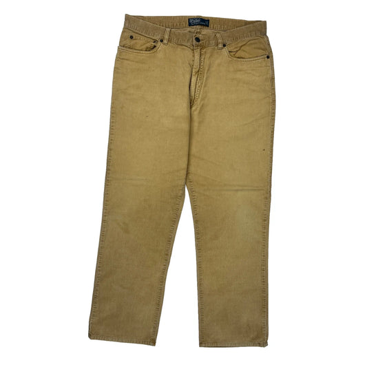 Polo By Ralph Lauren Cord Trousers - 36″ Waist Beige Cotton