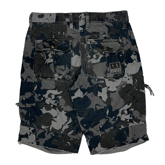 Armani Exchange Camo Cargo Shorts - 28W 10L Grey Cotton