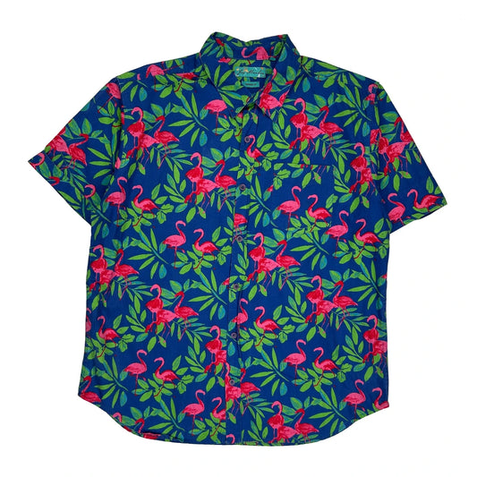 Joe Marlin Floral Hawaiian Shirt - XL Blue Cotton