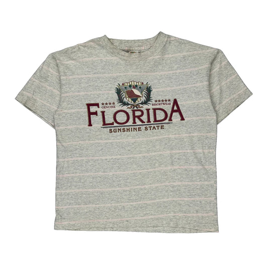 Florida Sunshine State Gaby Single Stitch T-Shirt - Large Grey Cotton