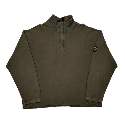 Calvin Klein Jeans 1/4 Zip - XL Brown Cotton