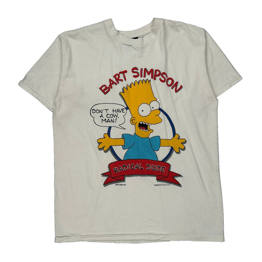 Bart Simpson Changes Single Stitch T-Shirt - XL White Cotton