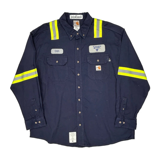 Timken Steel Carhartt Shirt - 2XL Navy Cotton Blend