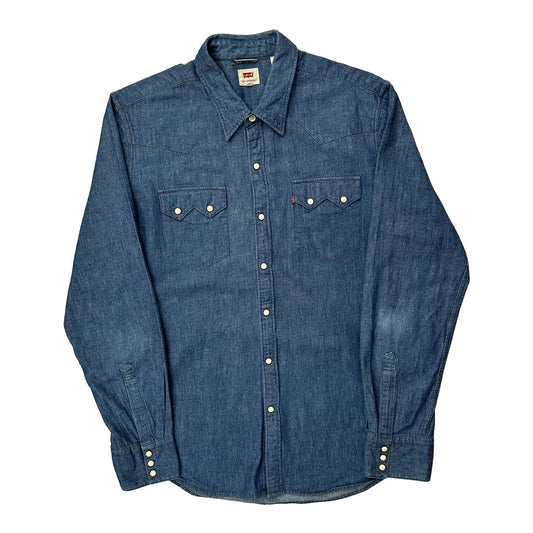 Levis Pearl Snap Denim Shirt - Large Blue Denim