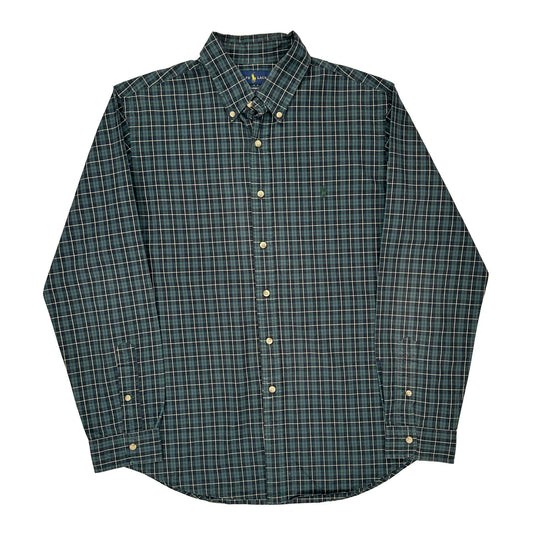 Custom Fit Ralph Lauren Checked Shirt - Large Green Cotton