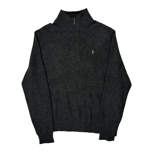 Vintage Polo By Ralph Lauren 1/4 Zip - Large Grey Wool