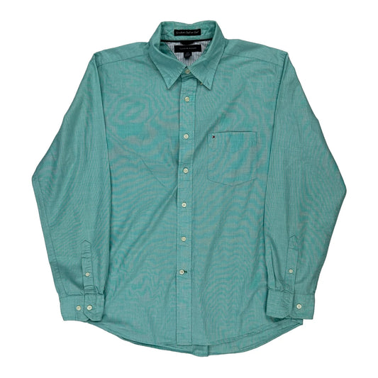 Graduate End-On-End Tommy Hilfiger Shirt - Large Green Cotton