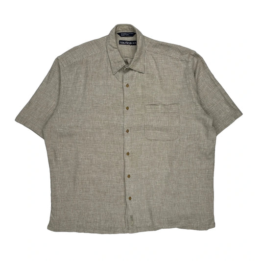 Nautica Short Sleeve Shirt - XL Beige Linen Blend