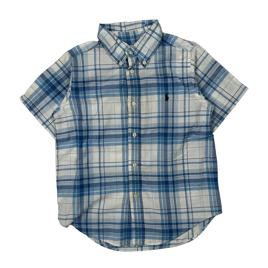 Age 5 Ralph Lauren Checked Short Sleeve Shirt - Small Blue Cotton