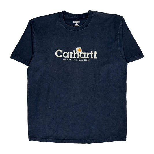 Hard At Work Since 1889 Carhartt Spellout T-Shirt - Large Navy Cotton