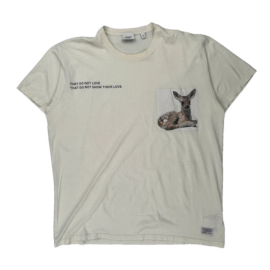 Burberry Graphic T-Shirt - Medium Cream Cotton