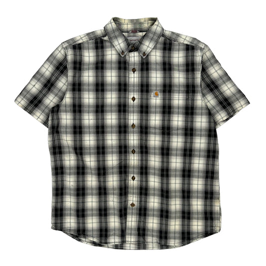 Carhartt Checked Short Sleeve Shirt - Large Black & White Cotton