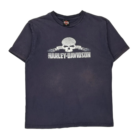 New Bern, Nc Harley Davidson Graphic T-Shirt - XL Navy Cotton