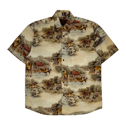 Bluff Creek Short Sleeve Shirt - Large Beige Cotton