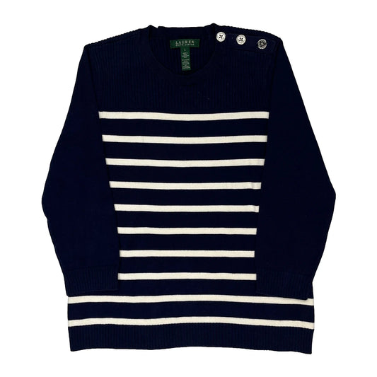 Ralph Lauren Striped Jumper - Large Navy Cotton