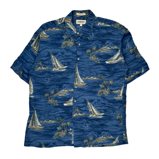 Campia Moda Hawaiian Shirt - Large Blue Viscose