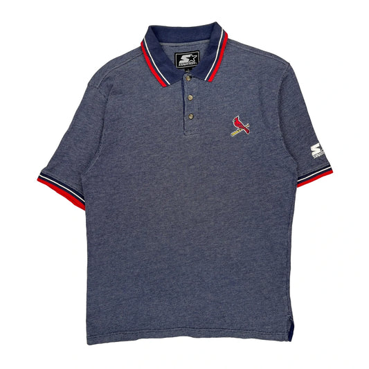 St Louis Cardinals Starter Mlb Polo Shirt - Large Blue Cotton