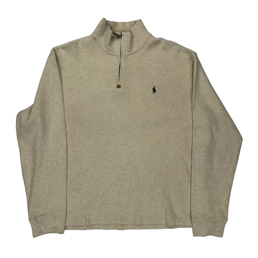 Polo By Ralph Lauren 1/4 Zip - Large Beige Cotton