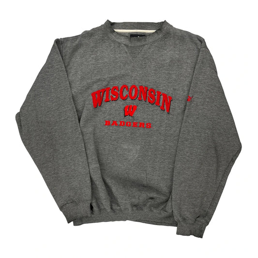 Vintage Puma College Sweatshirt - Large Grey Cotton Blend