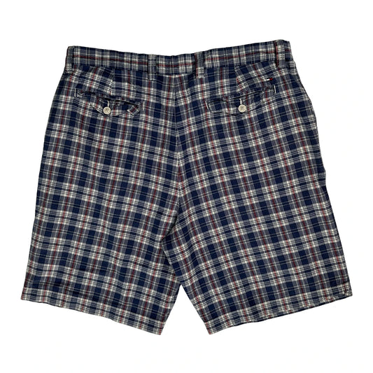 Tommy Hilfiger Checked Shorts - 36W 10L Blue Cotton