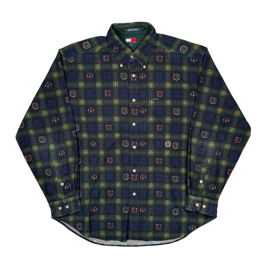 Tommy Hilfiger Checked Shirt - Large Green Cotton