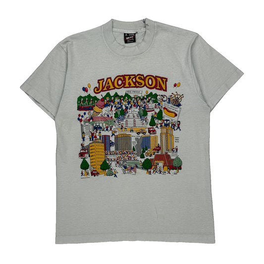 Jackson Fruit Of The Loom Graphic T-Shirt - Medium Grey Cotton Blend
