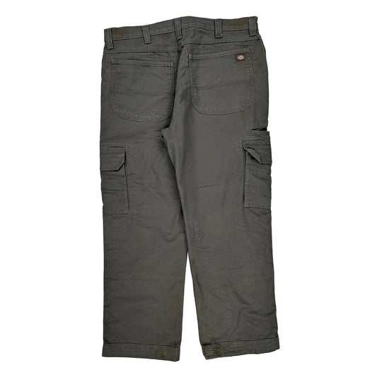 Dickies Cargo Trousers - 36W 30L Grey Cotton Blend
