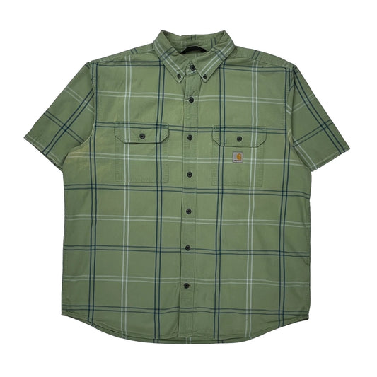 Carhartt Checked Short Sleeve Shirt - XL Green Cotton
