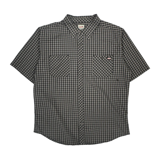 Dickies Checked Short Sleeve Shirt - 2XL Grey Cotton