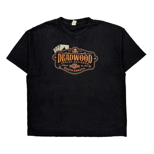 Deadwood Harley Davidson Graphic T-Shirt - 2XL Black Cotton