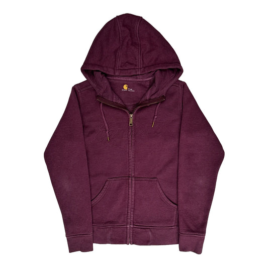 Carhartt Hoodie - Small Burgundy Cotton Blend