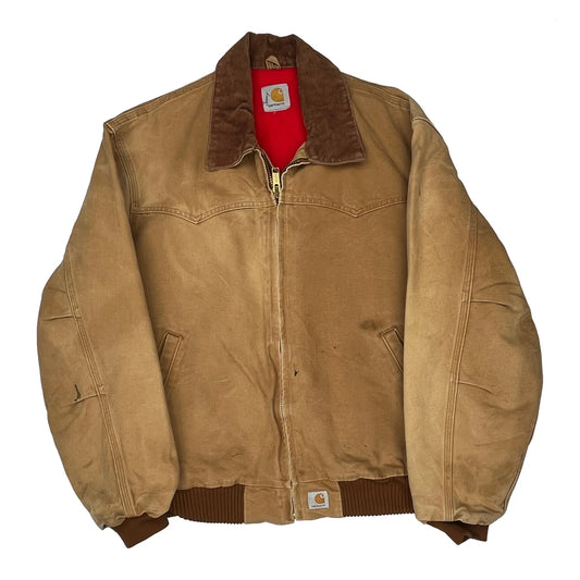 Carhartt Quilted Santa Fe Detroit Bomber Jacket - Large Beige Cotton