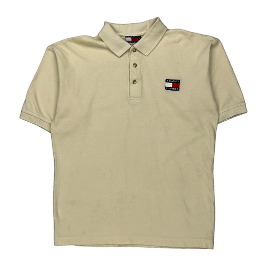 Made In USA Tommy Hilfiger Polo Shirt - Large Beige Cotton