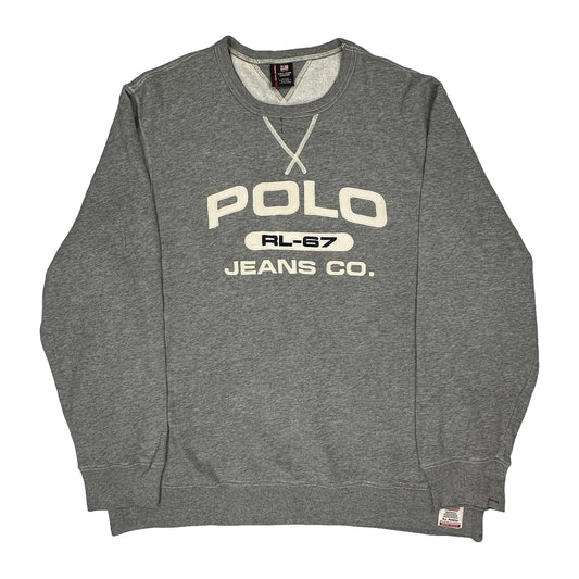 Ralph Lauren Spellout Sweatshirt - 3XL Grey Cotton Blend