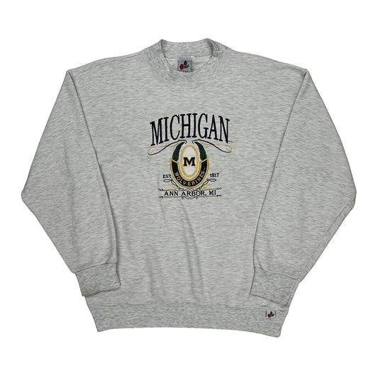 University Of Michigan Russell Athletic College Sweatshirt - Large Grey Cotton