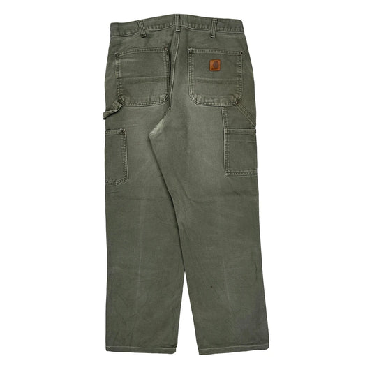 Carhartt Double Knee Carpenter Trousers - 33W 30L Green Cotton