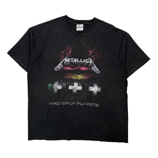 Master Of Puppets Hanes Band T-Shirt - 2XL Black Cotton