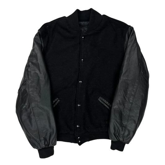 Rennoc Varsity Jacket - Large Black Wool Blend