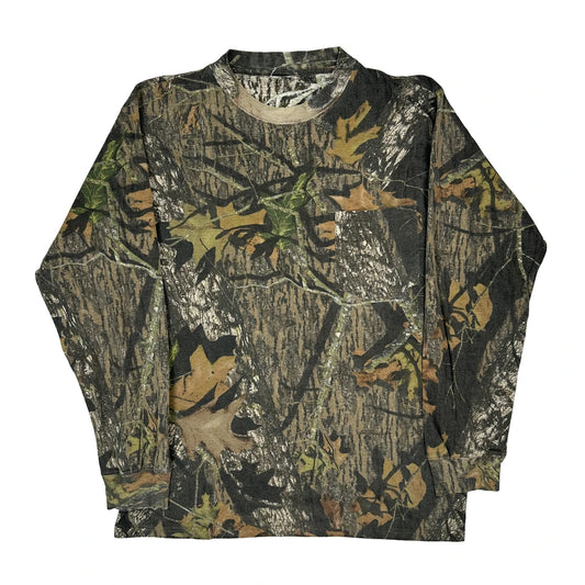 Mossy Oak Camo Long Sleeve T-Shirt - Large Khaki Cotton