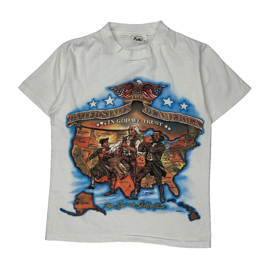 Patriotic Anvil Graphic T-Shirt - Medium White Cotton