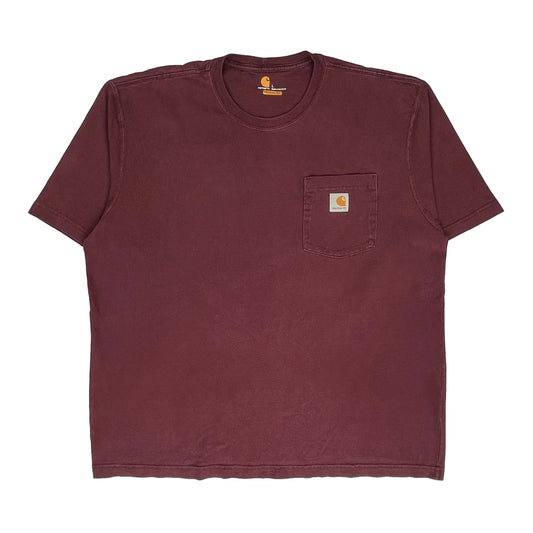 Carhartt T-Shirt - Large Burgundy Cotton