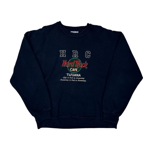 Hard Rock Cafe Graphic Sweatshirt - XL Navy Cotton
