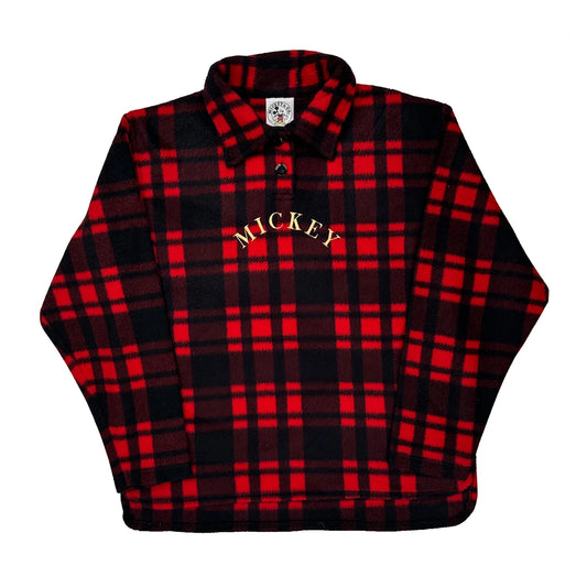 Mickey Mouse Mickey & Co. Checked Flannel Shirt - Large Red Polyester